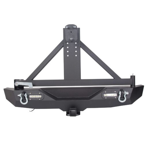 Textured Black Rear Bumper for 2007-2018 Jeep Wrangler JK with Tire Carrier