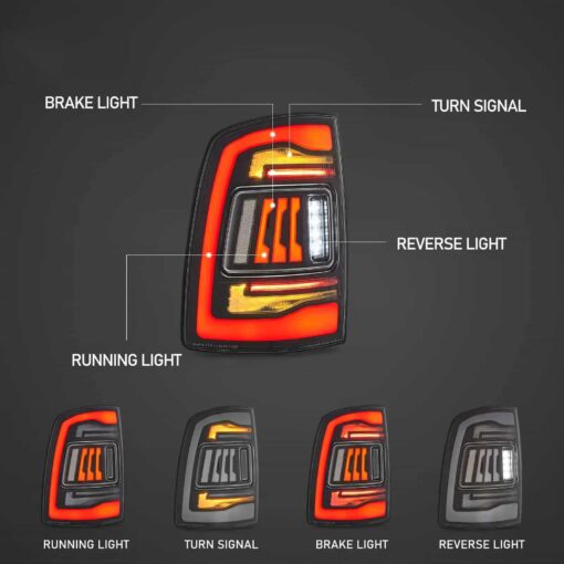 09-18 Dodge Ram 1500/2500/3500 Upgrade LED Tail Lights With Amber Turn Signal - Image 2