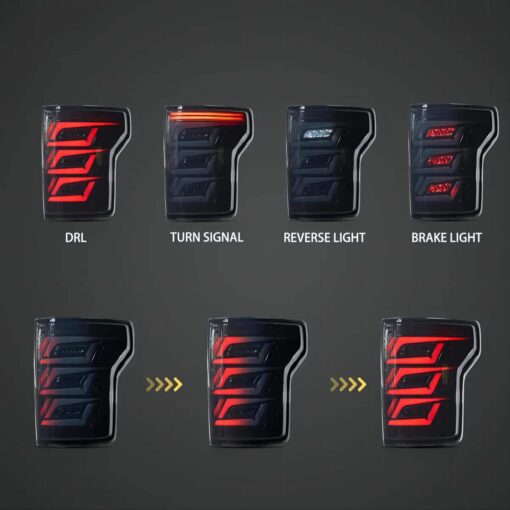15-20 Ford F150 13th Gen (P552)  LED Tail Lights With Sequential Red Turn Signal Smoked - Image 3
