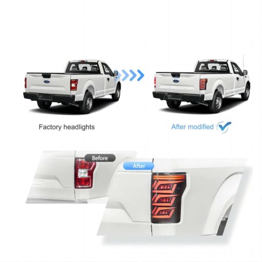 15-20 Ford F150 13th Gen (P552)  LED Tail Lights With Sequential Red Turn Signal Smoked - Image 5