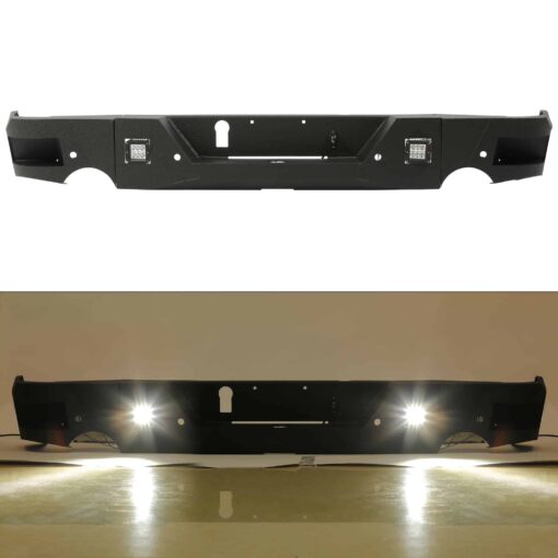 Truck Black Steel Rear Bumper for 2009-2018 Dodge Ram 1500 Face Bar Guard Step - Image 3