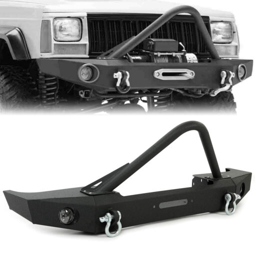 Front Stinger Bumper Fit 1984-2001 Jeep Cherokee XJ Comanche MJ W/ Winch Plate & Lamp - Image 3